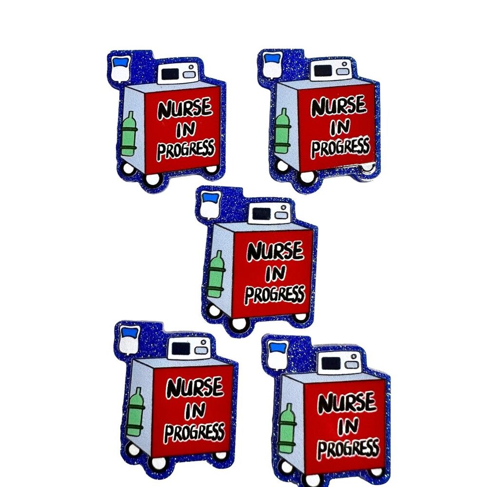 10 pc glitter RN Nurse Student acrylic flat back charm for badge reels keyrings